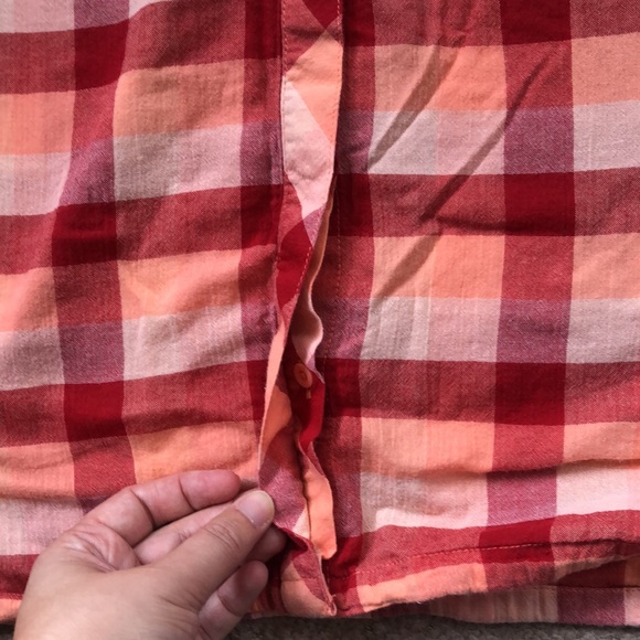 The North Face summer plaid camping outdoor blouse Womens M 100% organic cotton - Picture 7 of 9